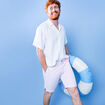Bermuda short chino straight stretch rose homme