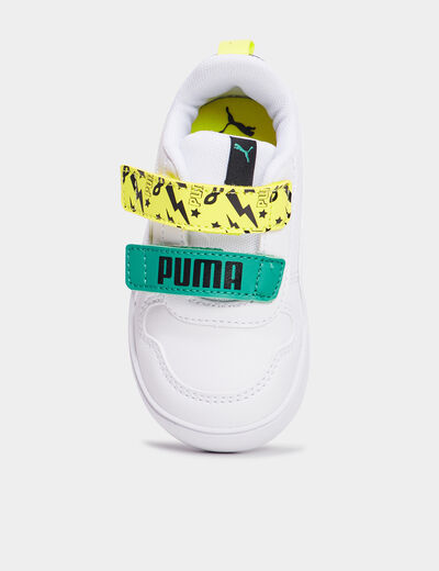 Tennis basses à scratchs Puma blanc bébé garçon