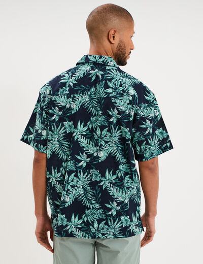 Chemise en coton manches courtes bleu homme