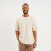 T-shirt coton &eacute;pais textur&eacute; col rond ecru homme