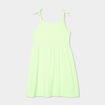 Robe courte bretelles nouées évasée jaune fluo fille