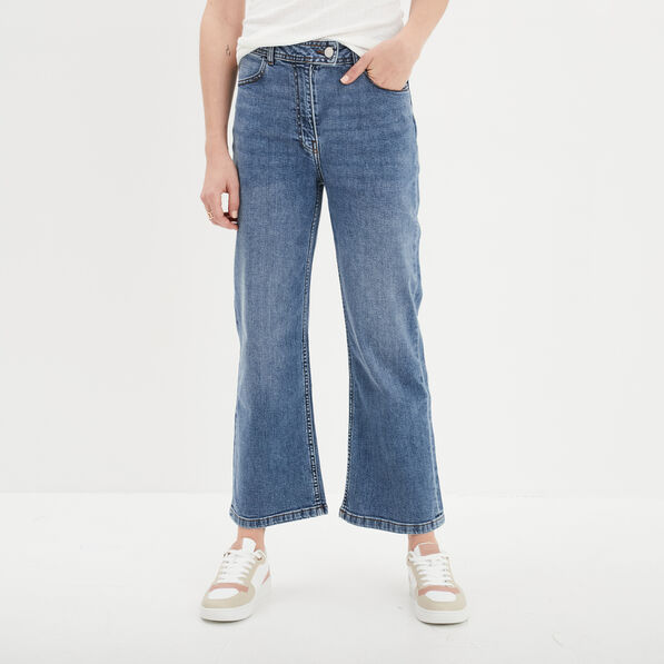 jeans wide leg 78eme taille haute denim stone femme Jeans wide leg 7/8ème taille haute denim stone femme