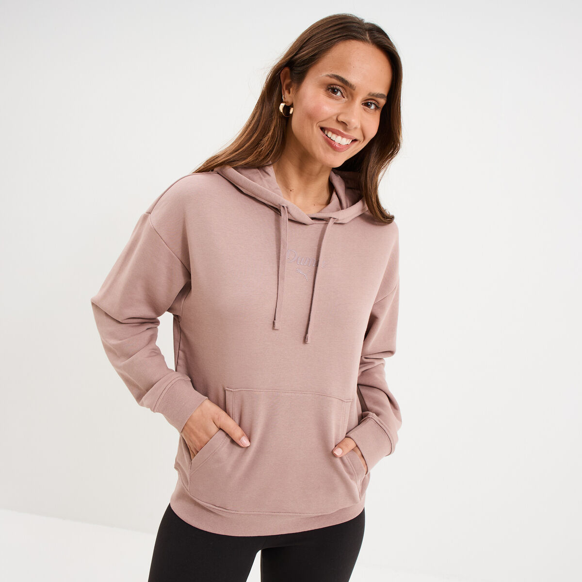 Sweat hoodie 1 poche &agrave; capuche Puma marron clair femme
