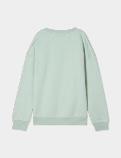 Sweat oversize manches longues col rond vert pastel garçon