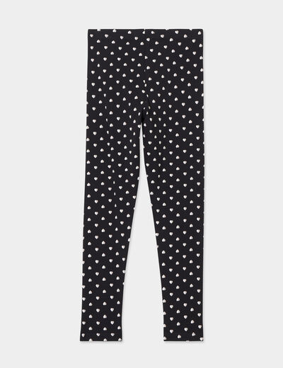 Legging long élastiqué coton noir fille