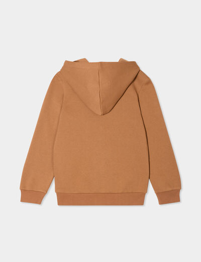 Sweat zippé à capuche et poches camel garçon