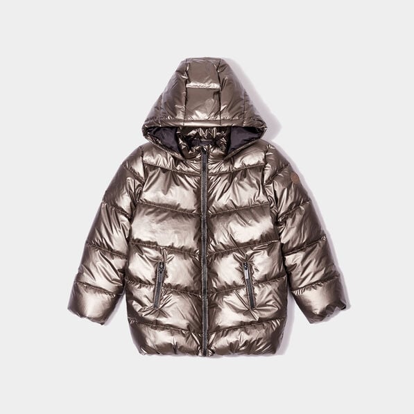 doudoune metallisee a capuche marron fonce fille Doudoune métallisée à capuche marron foncé fille