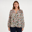Blouse fluide col V manches longues multicolore femme grande taille