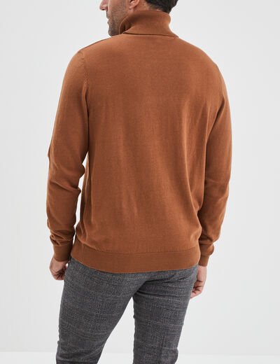 Pull avec col roul&eacute; camel homme