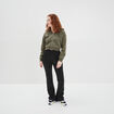 Pantalon flare taille haute élastiquée noir femme