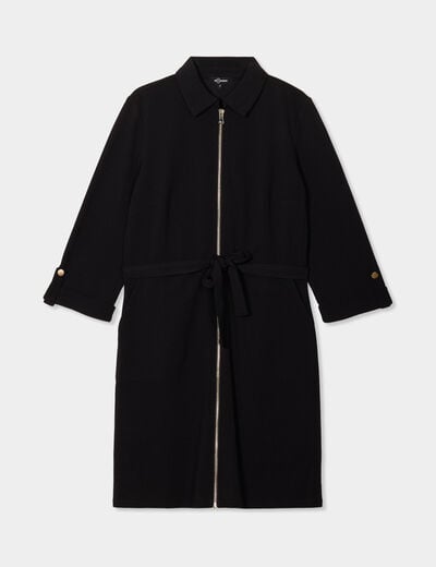 Robe chemise manches 3/4 Mosquitos noir femme