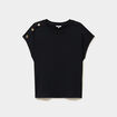 T-shirt manches courtes gaze de coton noir femme grande taille