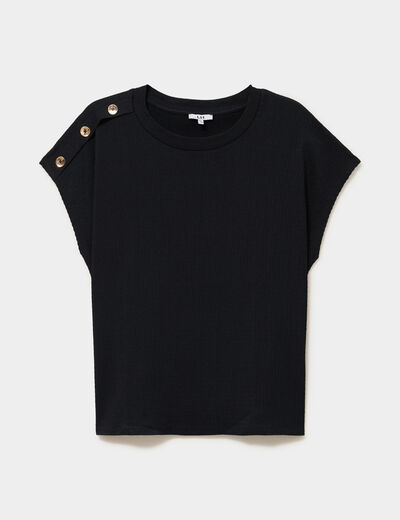T-shirt manches courtes gaze de coton noir femme grande taille