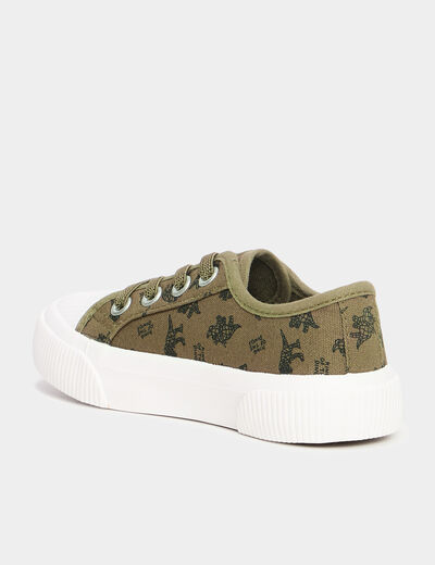 Tennis basses en toile vert kaki garçon