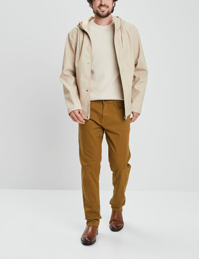 Pull en maille textur&eacute;e col rond creme homme