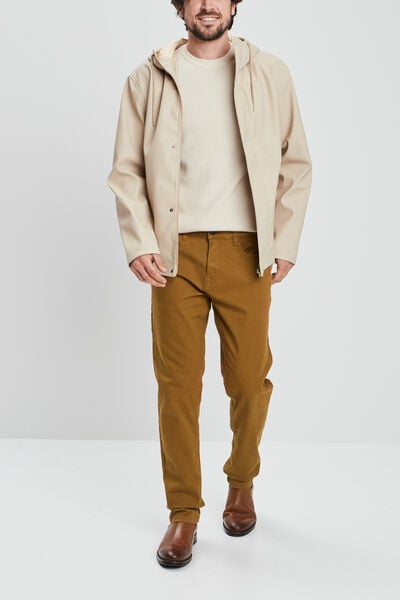 Pull en maille textur&eacute;e col rond creme homme