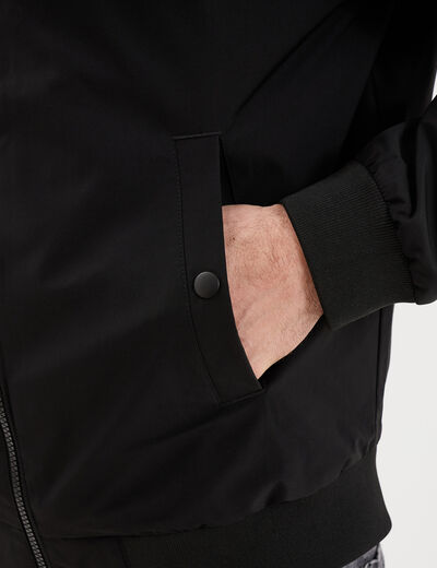 Blouson col teddy d&eacute;perlant noir homme