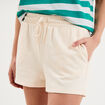 Short de jogging molletonn&eacute; ajust&eacute; beige femme