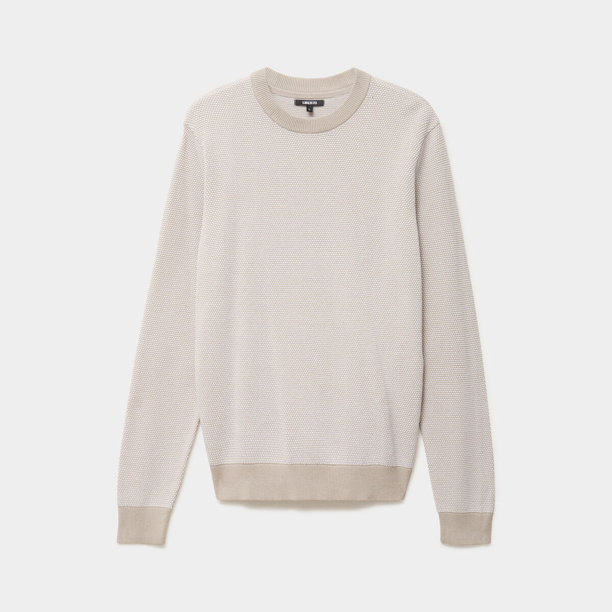 Pull col rond manches longues gris clair homme