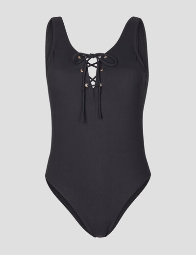 Maillot de bain une pièce à laçage noir femme