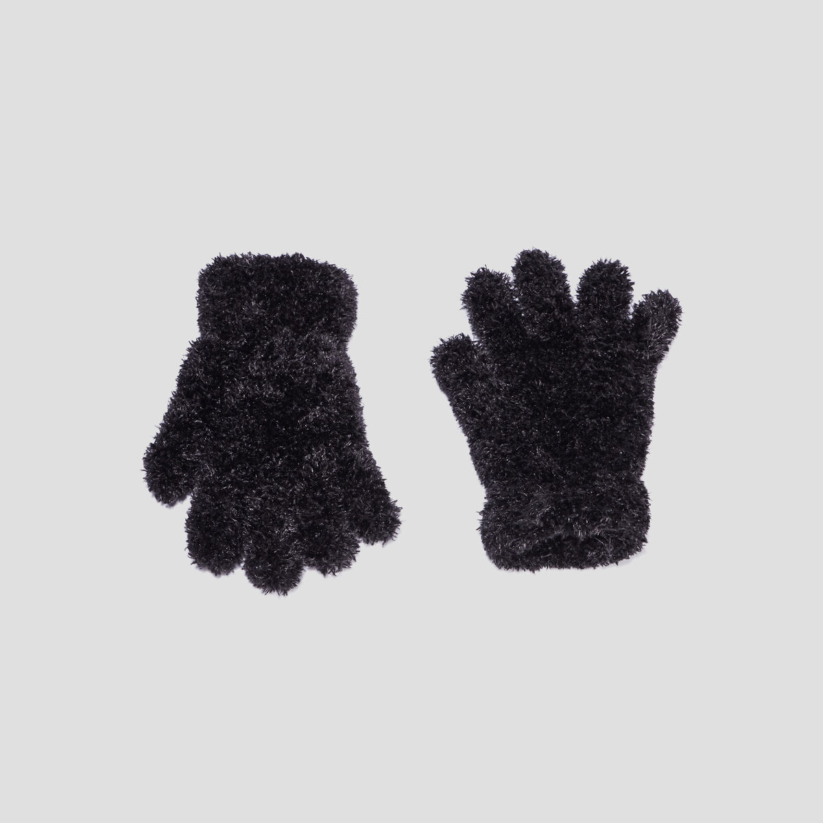 Gants fausse fourrure noir femme