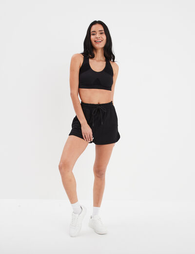 Brassière sport microfibre dos nageur noir femme