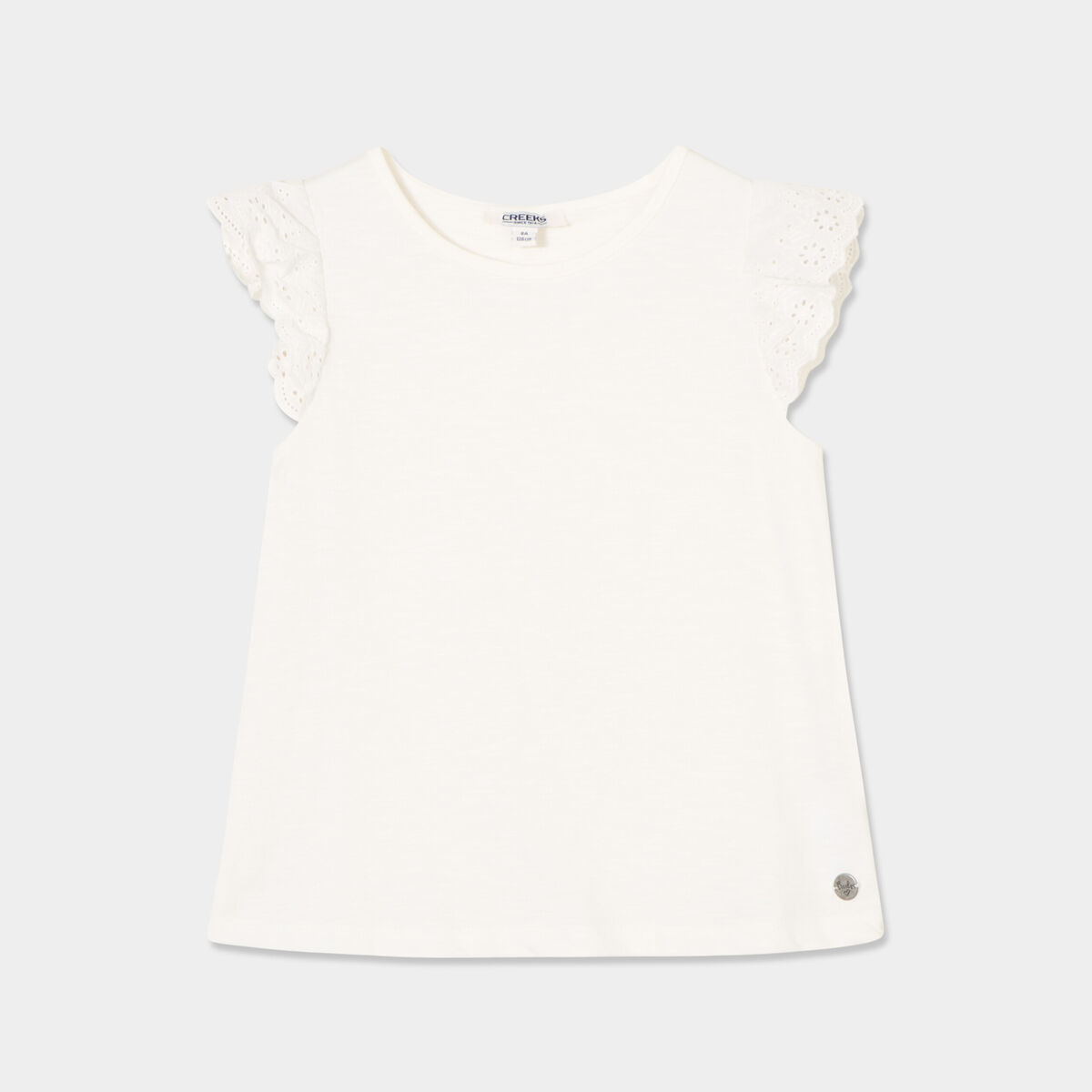 T-shirt manches broderie anglaise ivoire fille