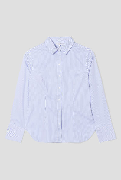 Chemise cintrée manches longues blanc femme