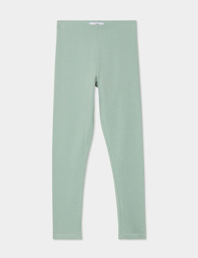 Legging long coton taille élastiquée vert pastel fille