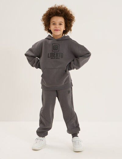 Ensemble de jogging sweat et pantalon gris fonc&eacute; gar&ccedil;on