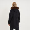 Parka cintr&eacute;e capuche fausse fourrure noir femme