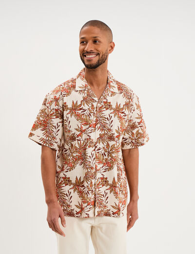 Chemise en coton manches courtes multicolore homme