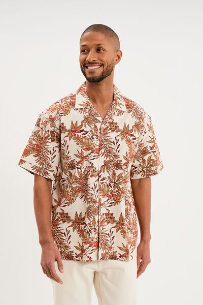 Chemise en coton manches courtes multicolore homme