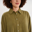 Chemise fluide manches longues oversize vert kaki femme