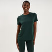 T-shirt de sport droit manches courtes vert fonc&eacute; femme
