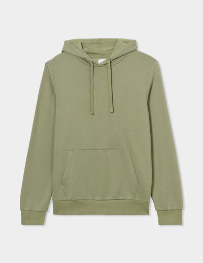 Sweat molleton à capuche hoodie vert kaki homme