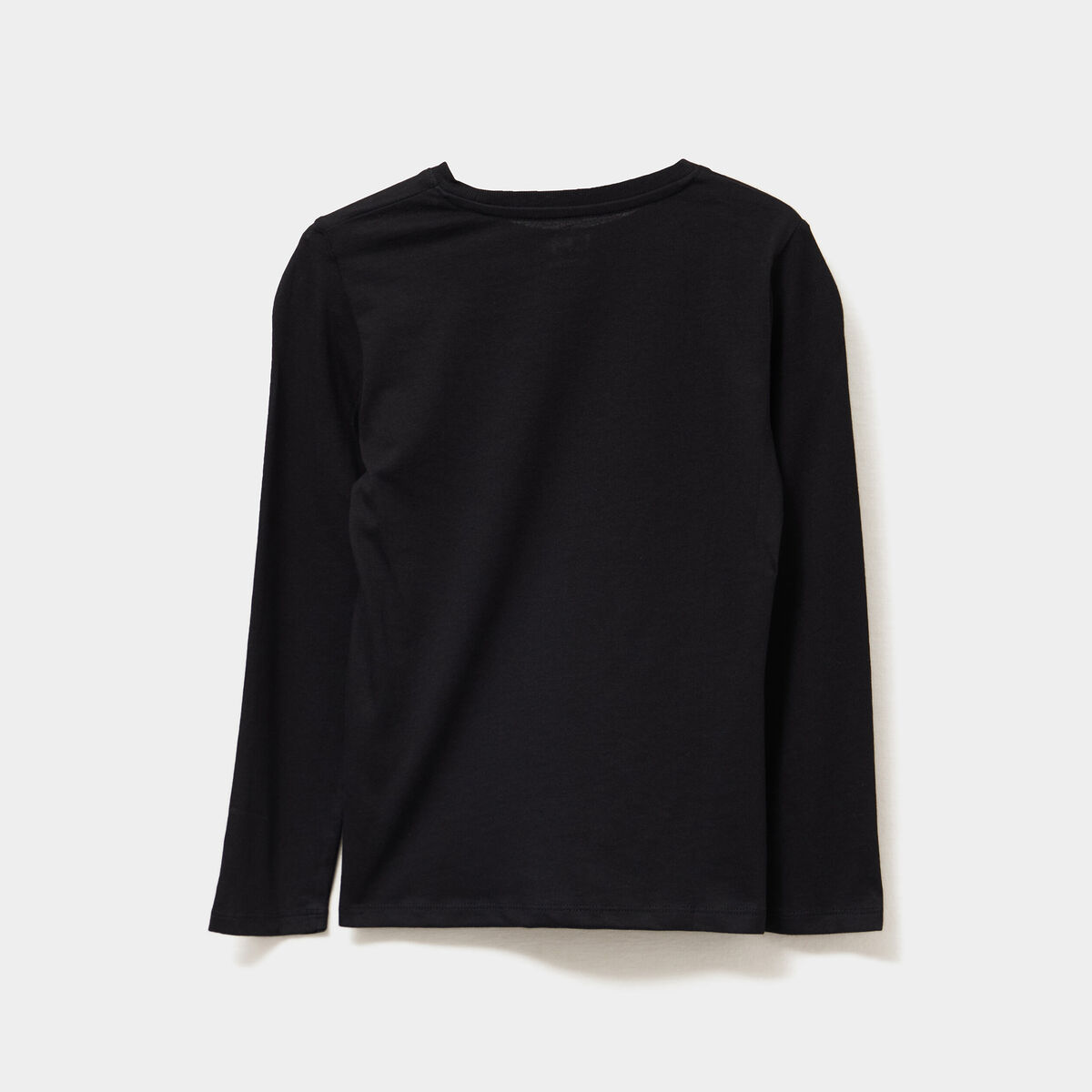 T-shirt col rond manches longues coton noir garçon