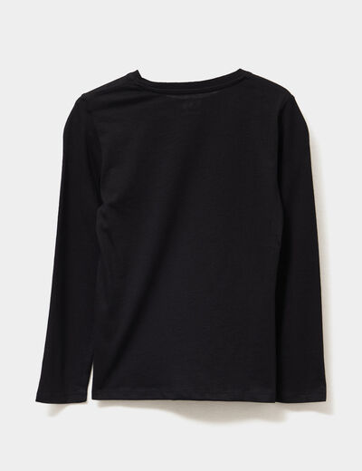 T-shirt col rond manches longues coton noir garçon