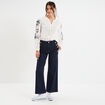 Jeans flare 7/8ème taille haute coton denim brut femme