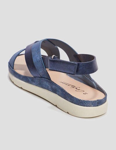 Mules pied large Confortissimo bleu femme