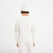 Pull Noël col rond manches longues blanc femme