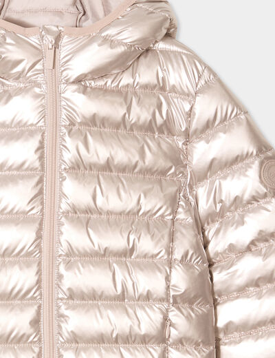 Doudoune l&eacute;g&egrave;re &agrave; capuche imperm&eacute;able couleur argent fille