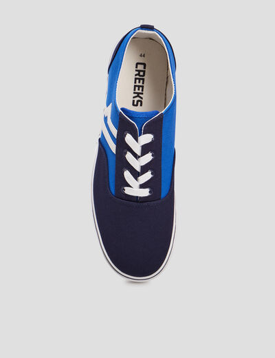 Tennis en toile à lacets bleu homme