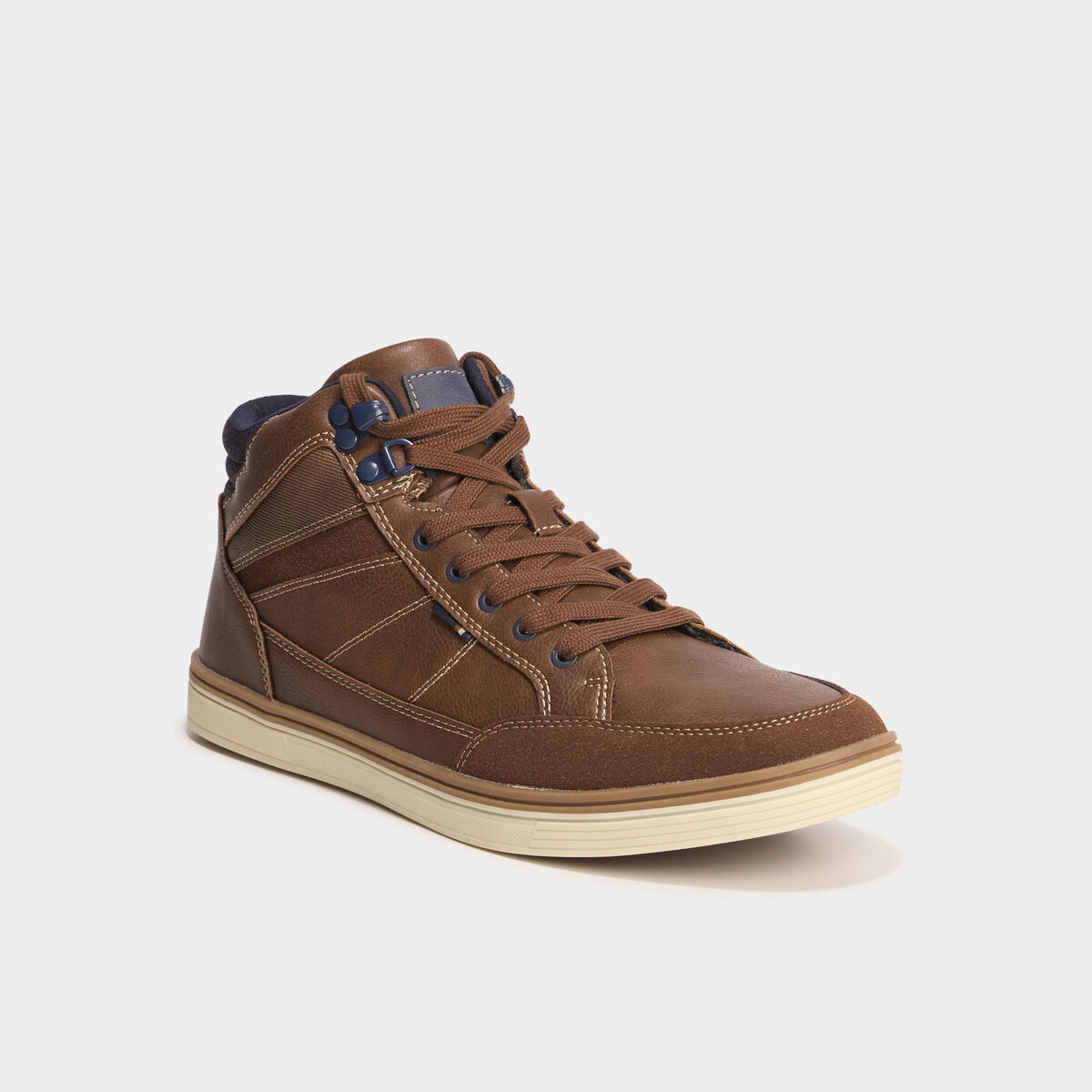 Baskets montantes &agrave; lacets marron clair homme