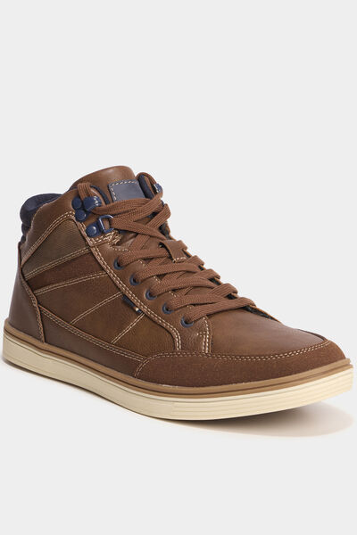 Baskets montantes &agrave; lacets marron clair homme