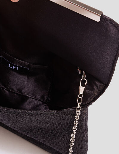 Sac pochette à paillettes noir femme