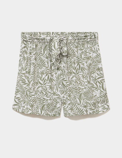 Short fluide ceintur&eacute; ecru femme grande taille