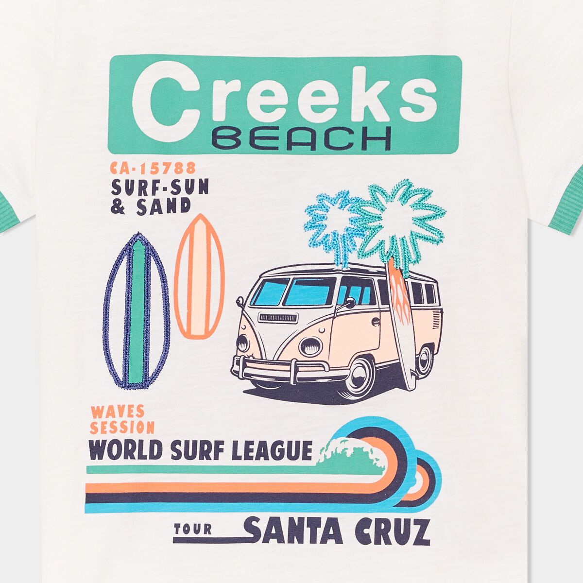 T-shirt manches courtes coton Creeks blanc garçon
