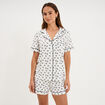 Ensemble pyjama chemise et short ecru femme
