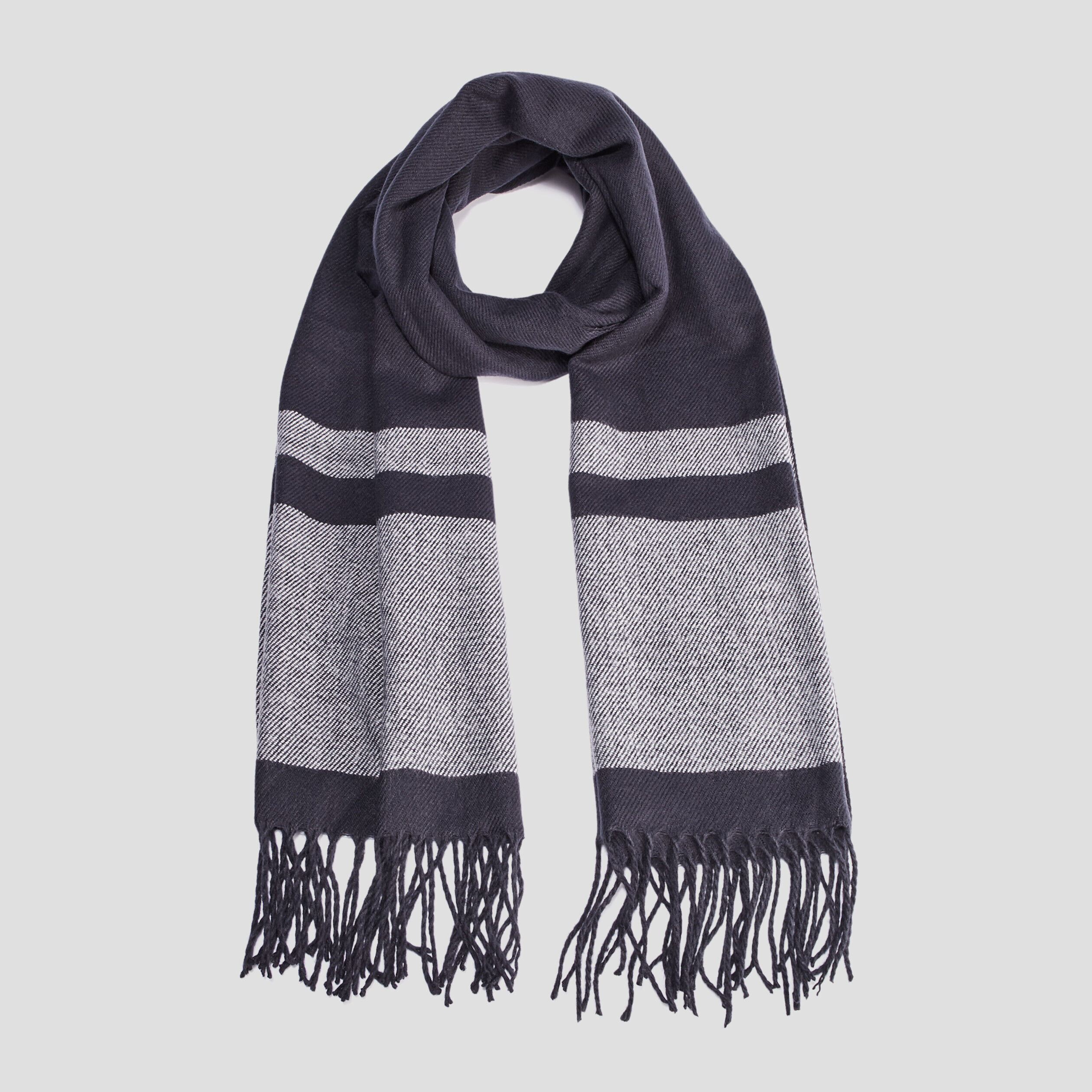 Écharpe avec franges bleu marine homme LH